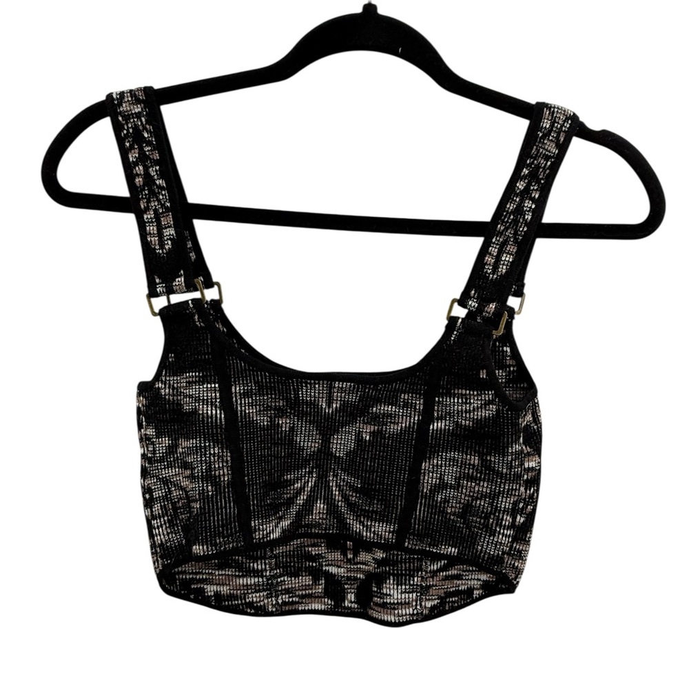 Anthropologie Valeria Knit Corset Crop Top Black Damask Bustier Dark Academia - Picture 13 of 13